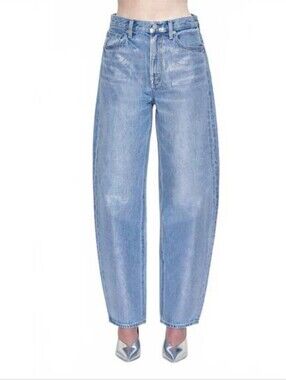 Pistola Wes Barrel Horseshoe Leg Spellbound Silver Metallic Blue Jeans Size 31